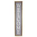 Youngs Wood Framed Texture Knit Vertical Welcome Wall Sign 20385